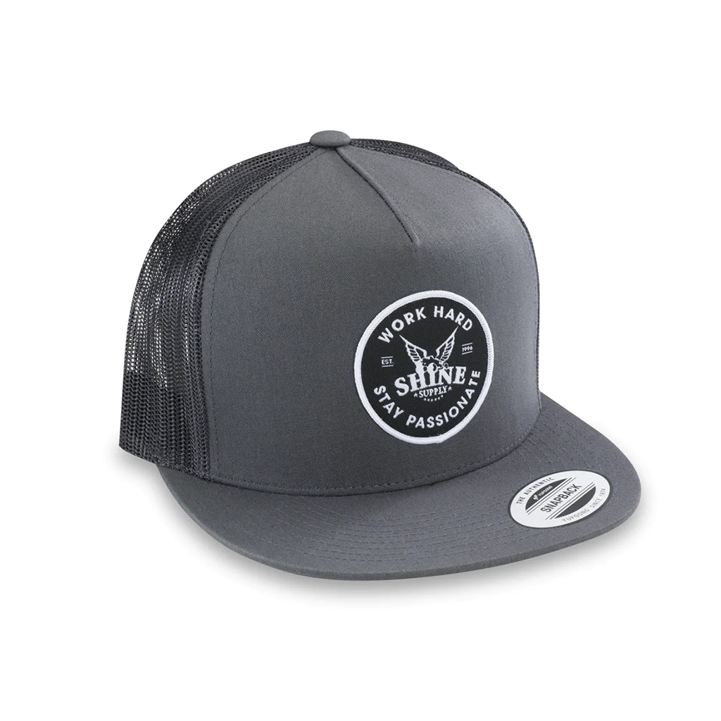 "Work Hard" - Trucker Snapback - Grey/Black