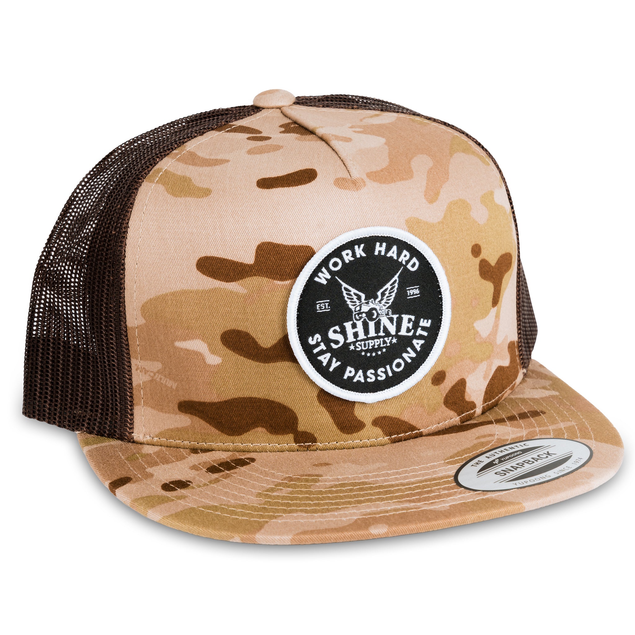 "Work Hard" - Trucker Snapback - Camo
