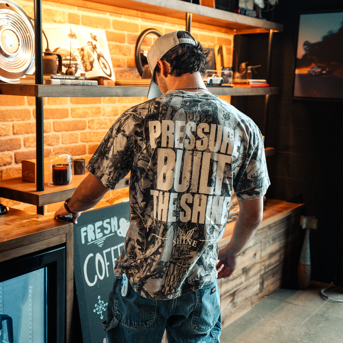 "Pressure Built" Fall Authentics Tee - Snow Camo