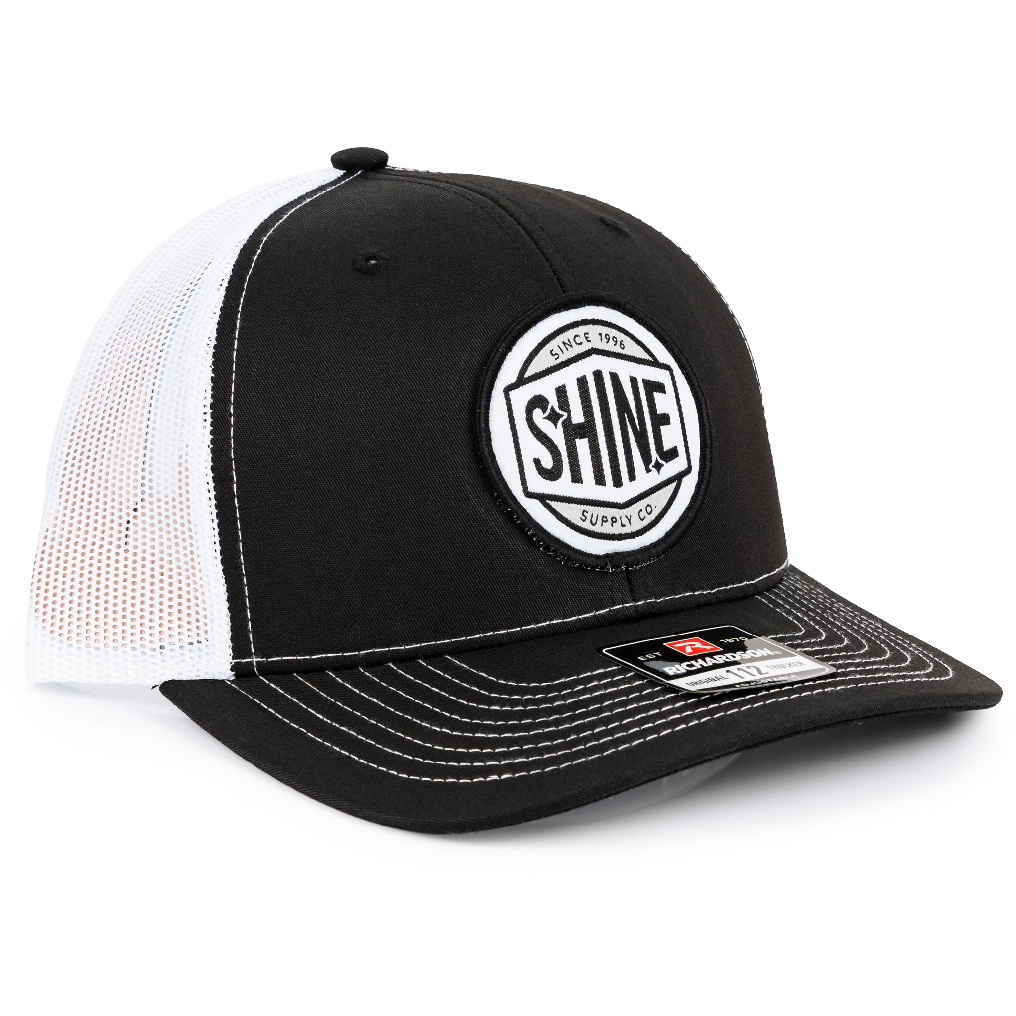 "GasCan" - Richardson Snapback (Curved Brim) - Black/White