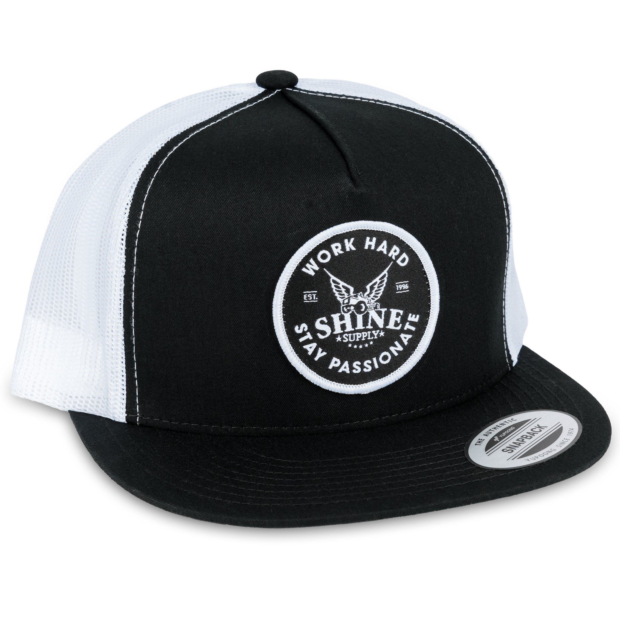 "Work Hard" - Trucker Snapback - Black/White