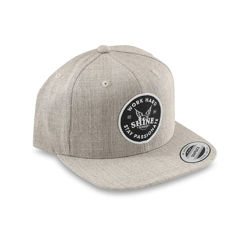 "Work Hard" Snapback Hat (Flat Bill) - Ash Grey