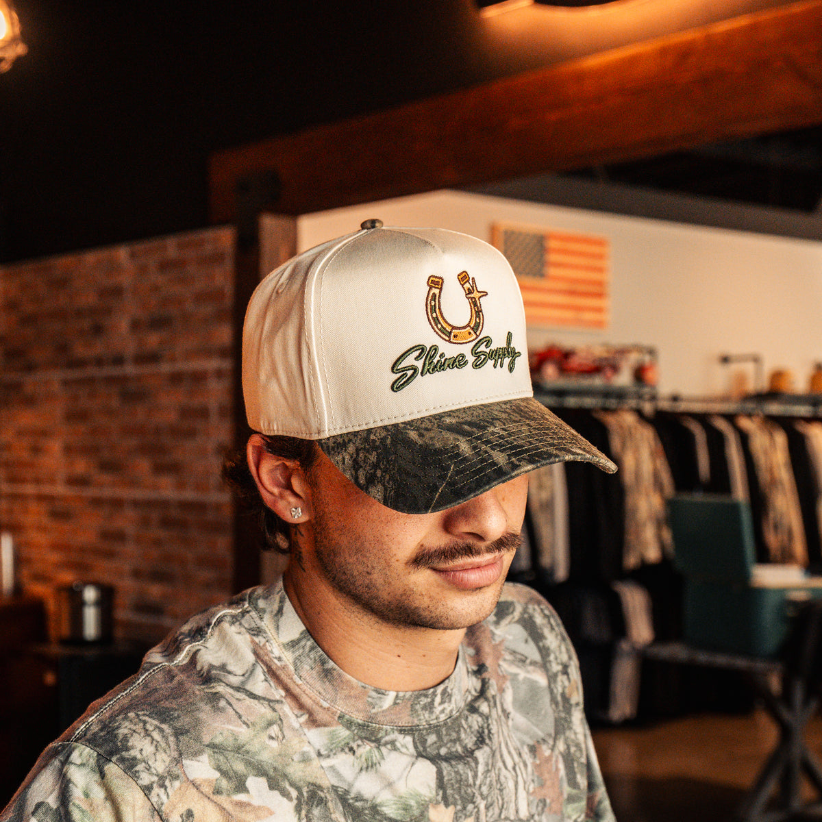 "Saddle Up" - Snapback - Cream/Camo
