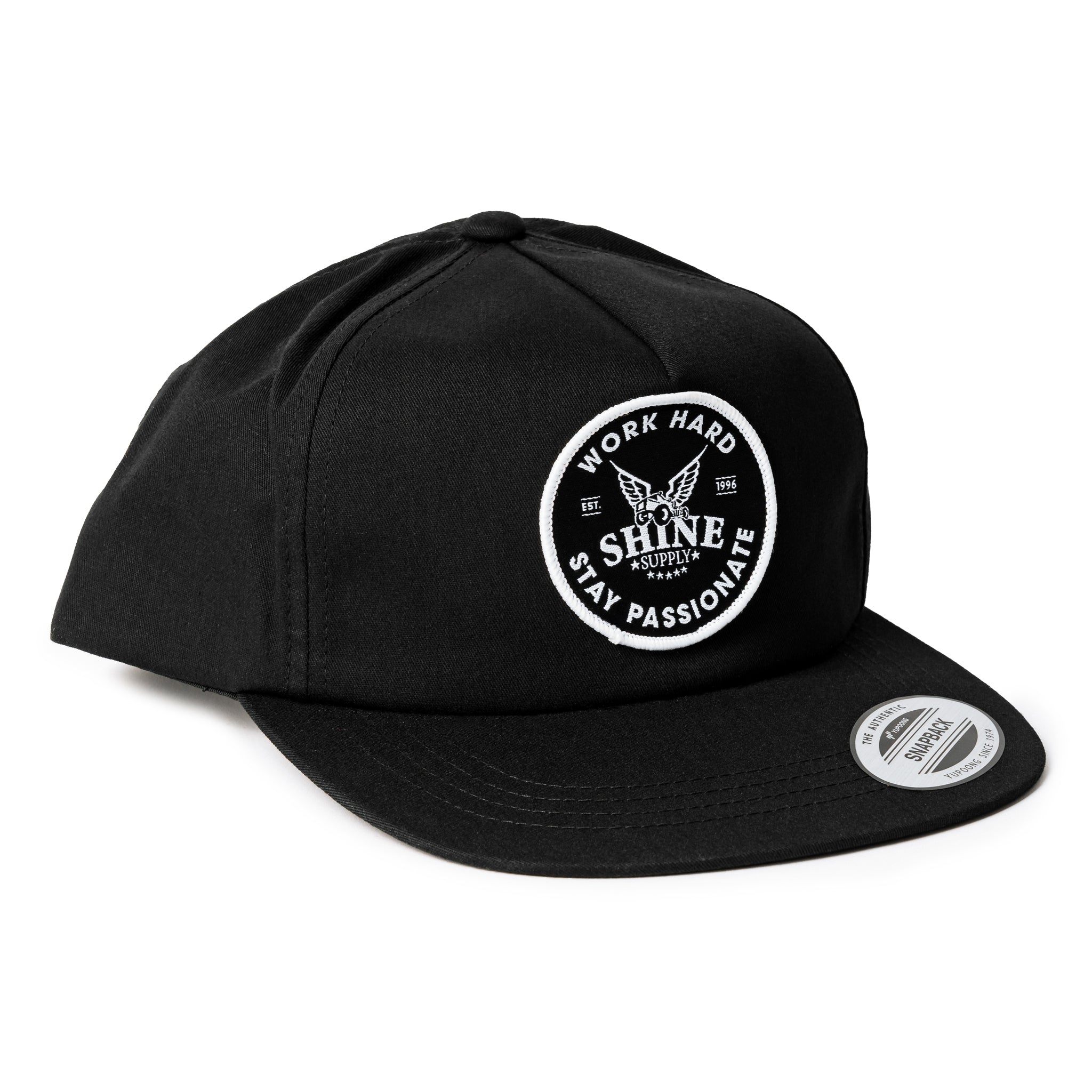 "Work Hard" - Surfer Snapback Hat - Black