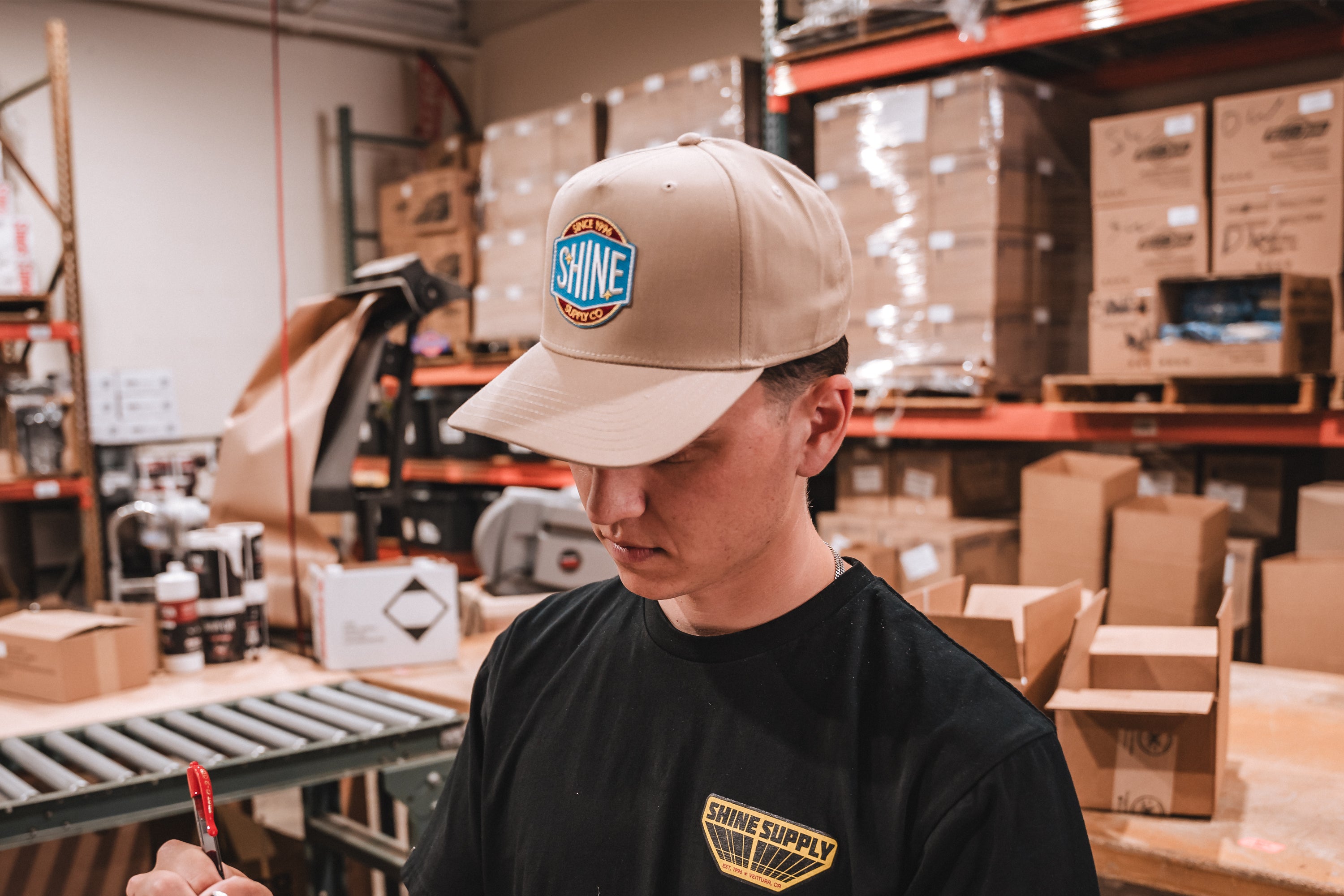 "Gas Can" Curved Bill Snapback Hat - Tan